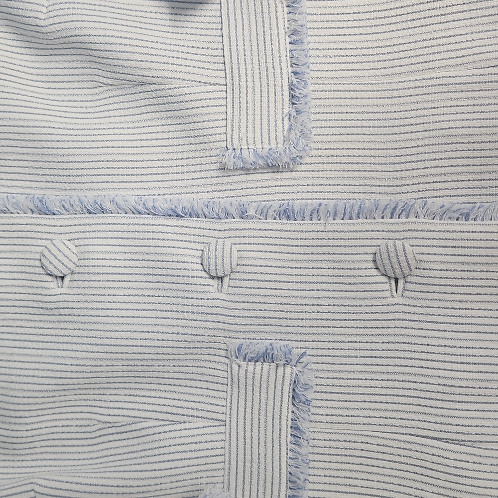 Preston & York Judith Boucle Tweed Round Neck Jacket: Blue/White Stripe:Size- 12 - Picture 7 of 14